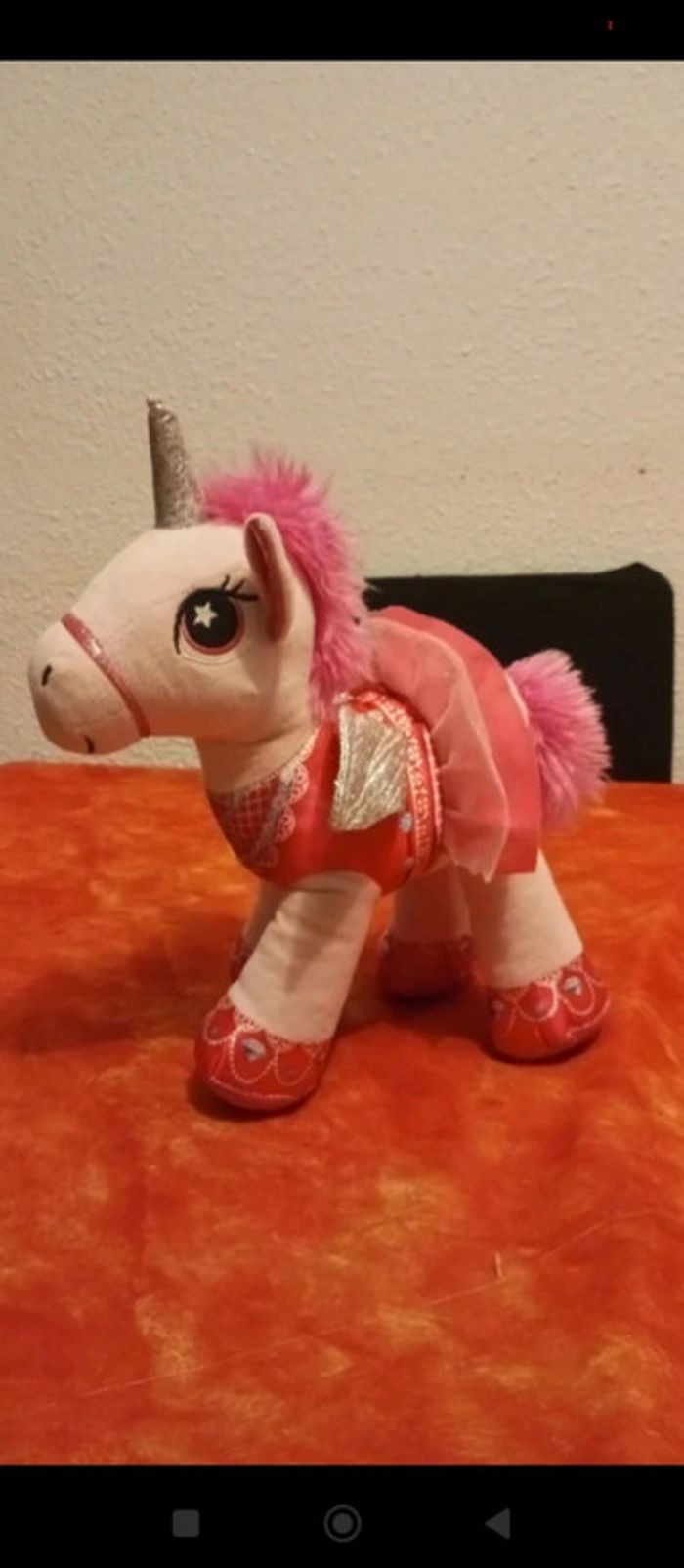 Peluche licorne ailée rose et argenté