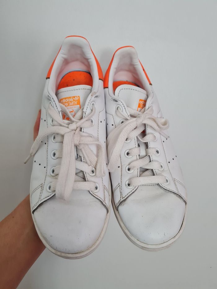 Adidas stansmith blanche et orange fluo - photo numéro 8