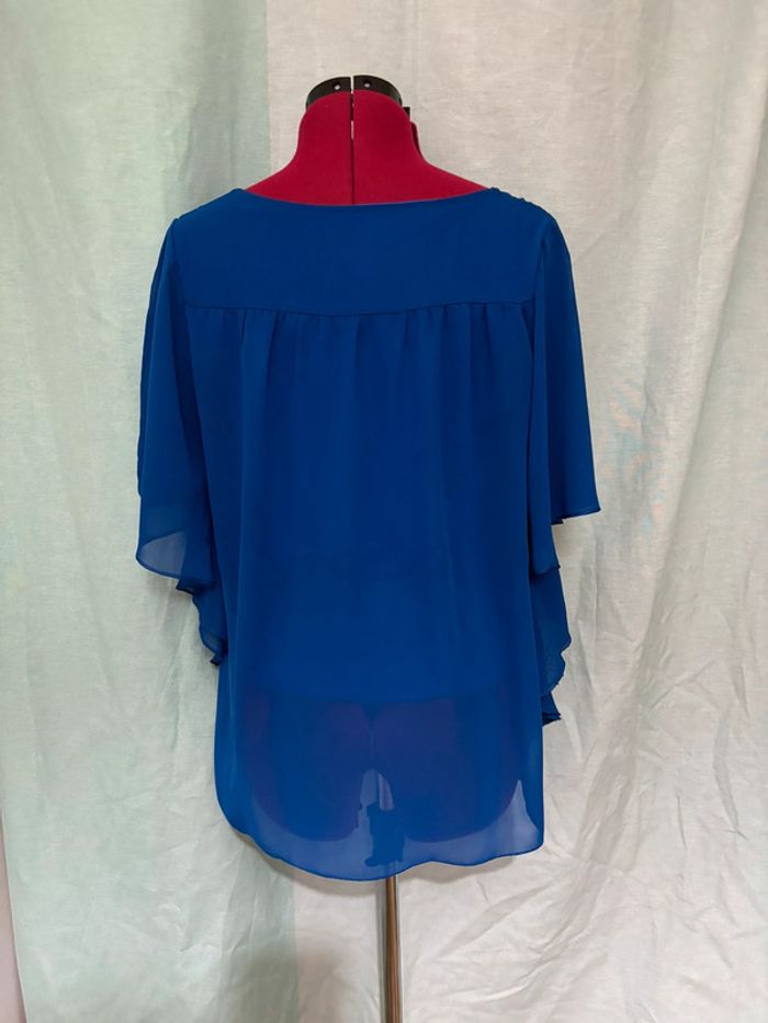 Superbe blouse vaporeuse en mousseline bleu - photo numéro 4