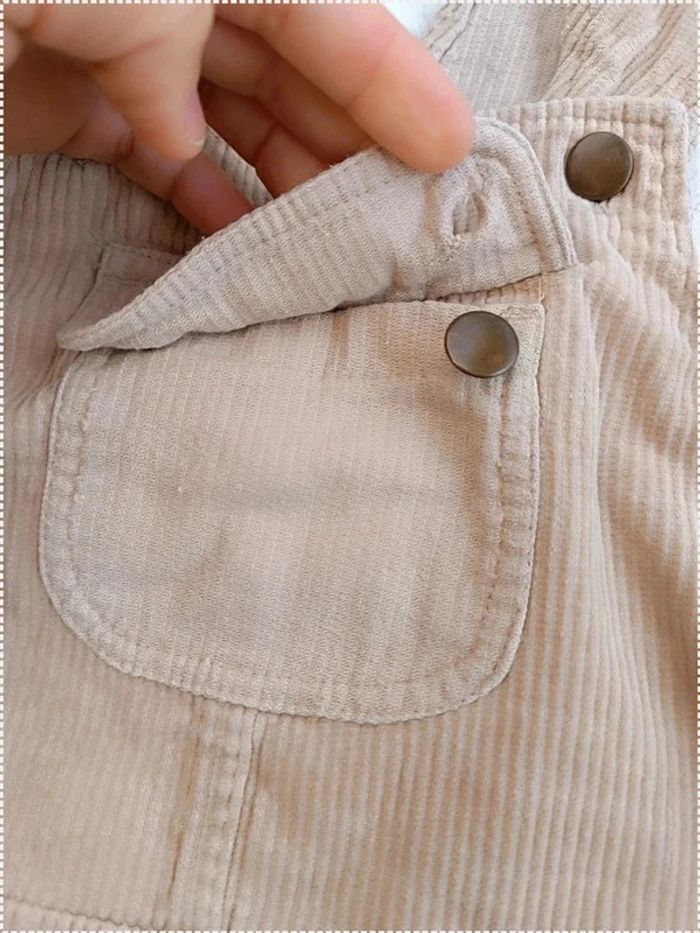 🔸Robe Salopette Bébé Velours Beige 12 mois Fille – Élégante🔸 - photo numéro 3