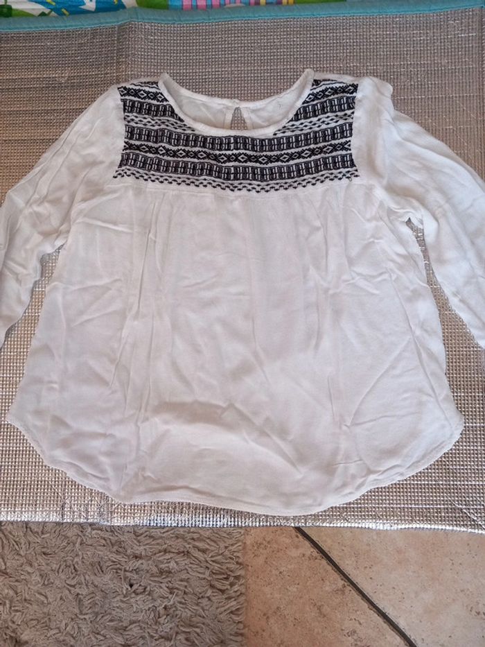 😴tunique coton lin T38 blanc noir