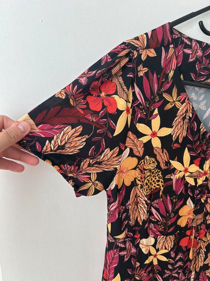 Robe d’été fleurs et animaux - cache cache taille 40 rouge bordeaux - - photo numéro 3