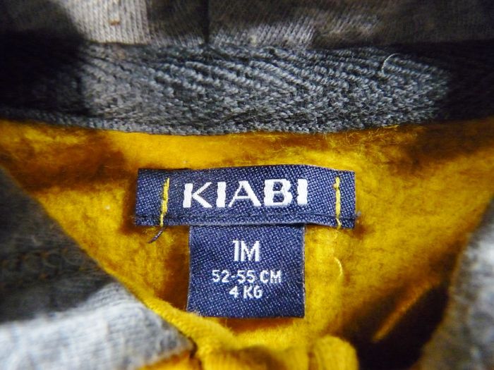 Veste capuche molleton jaune cool boy Kiabi 1 mois 52 – 55 cm garçon - photo numéro 3