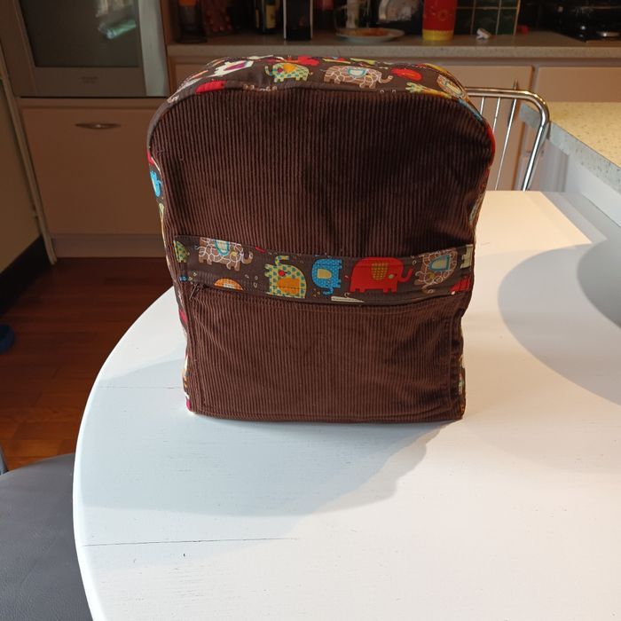 Sac à dos velours et coton éléphants - photo numéro 2