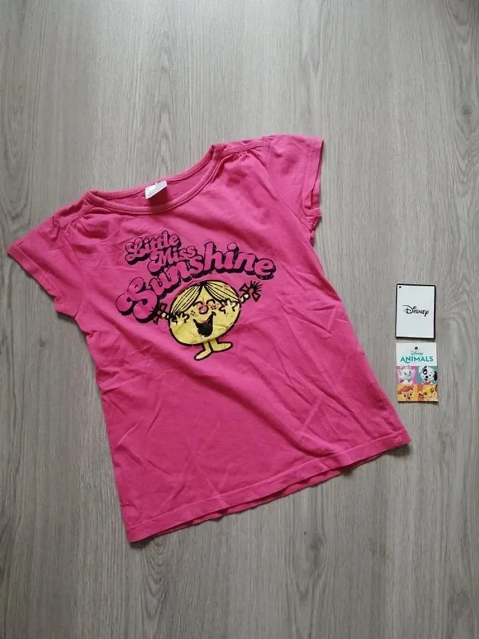 Tee-shirt rose imprimé madame soleil / monsieur madame / (6-8ans)