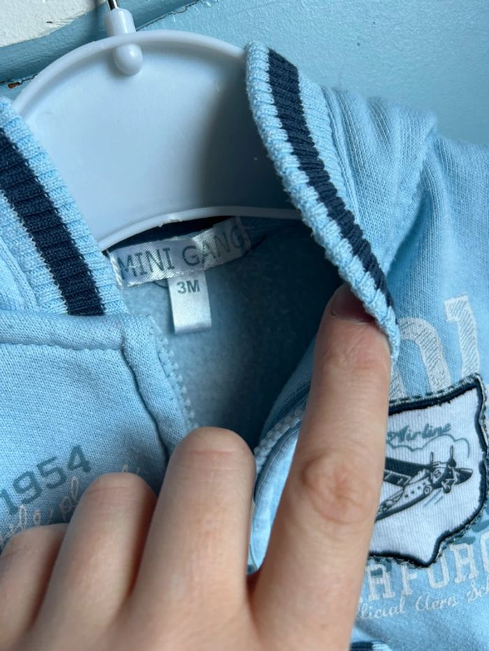 Gilet zippé bleu molletonné , mini gang 3 mois - photo numéro 4