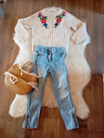 Ensemble fille idéal rentrée 5 ans jean Vertbaudet + gilet m&s mode