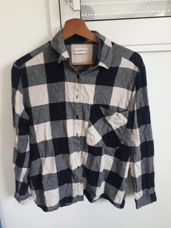 Chemise blouse à carreau noir et gris blanc manche longue taille S