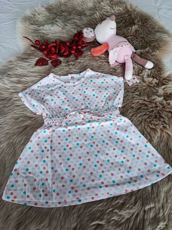 Robe blanche à pois bébé rêve 3 mois