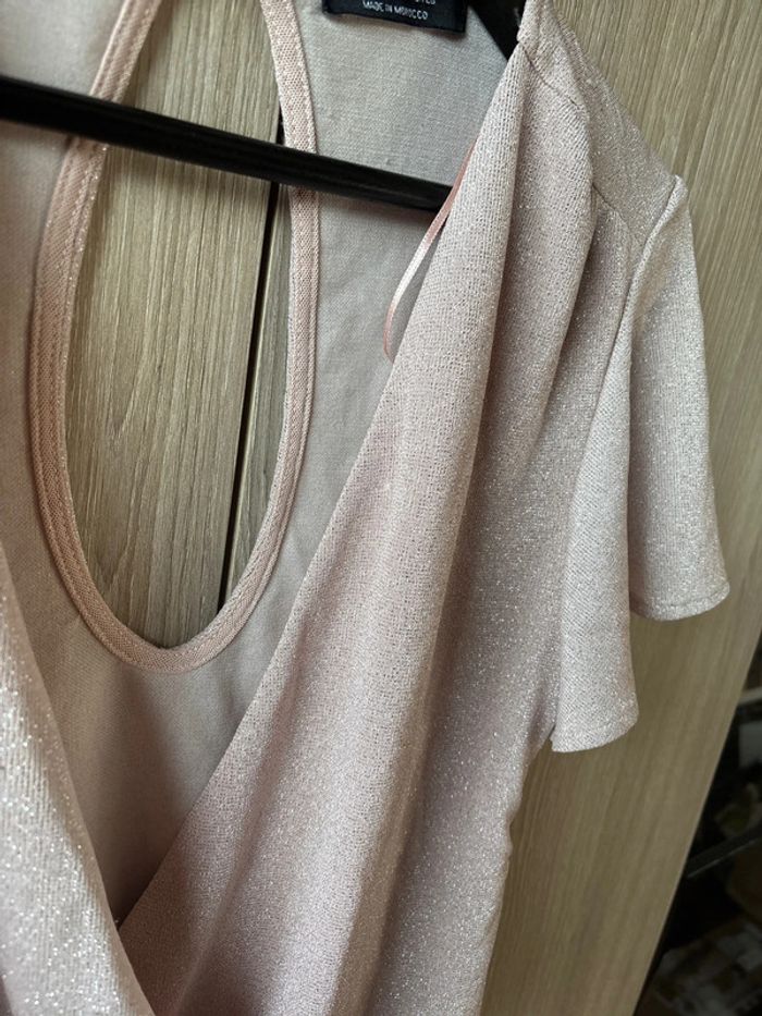 Blouse crop top pailleté cache cœur Bershka - photo numéro 3