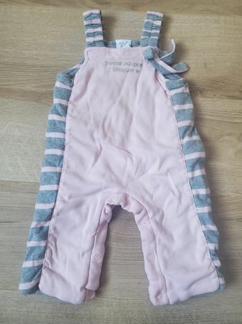 🌴 Salopette combinaison rose gris hiver chaude taille 3 mois