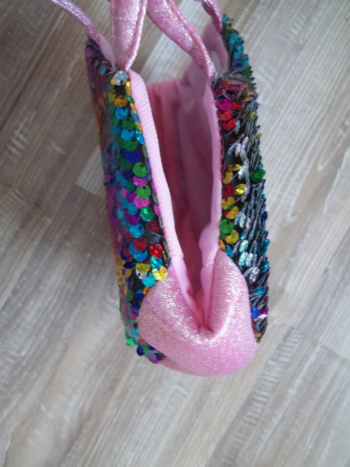 Petit sac à main rose brillant sequins magiques - photo numéro 5