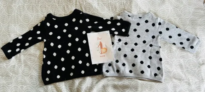 Lot de 2 pulls fille - Kiabi - Taille 1 mois - photo numéro 2