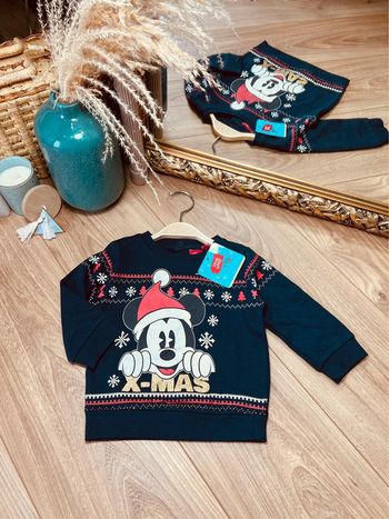 Taille 12 mois pull de noël NEUF garçon Disney bleu marine * Mickey * 💙