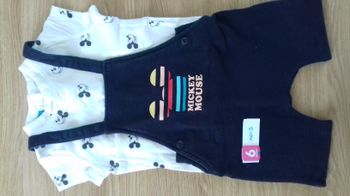 salopette + t shirt disney mickey mouse 6 mois