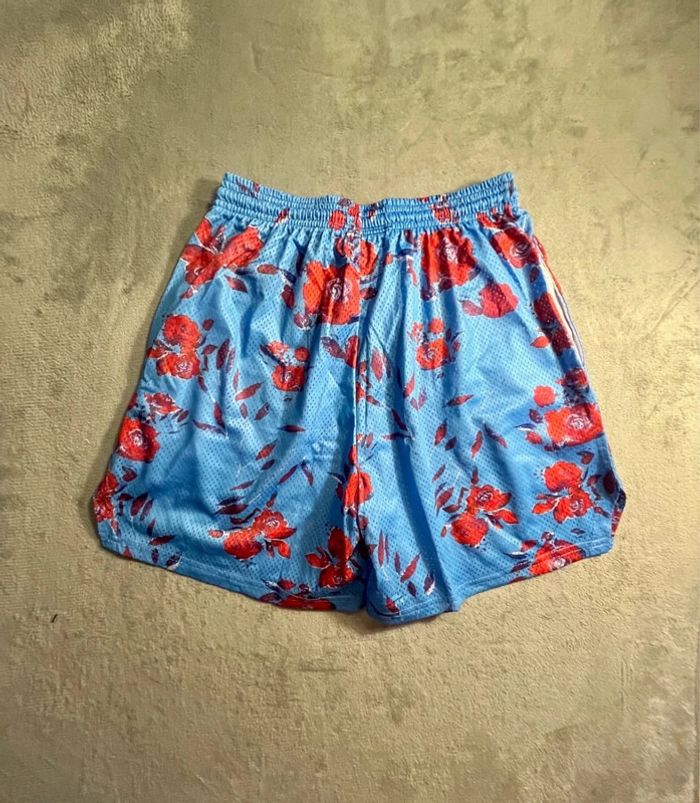 Short en mesh motif flower bleu et rouge Ryoko Rain California Style – Taille L - photo numéro 5