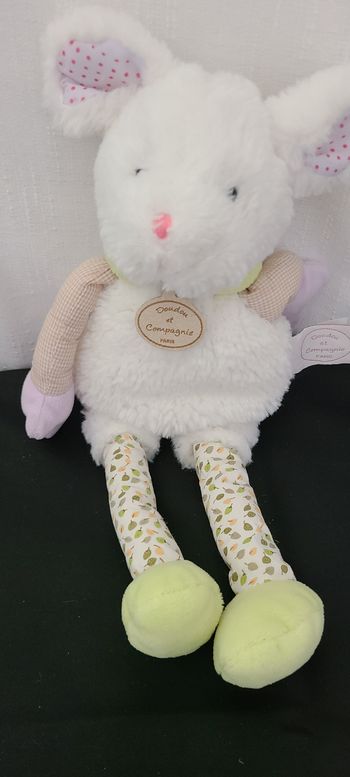Doudou et compagnie collection Les Choupidoux souris longues jambes blanc vert