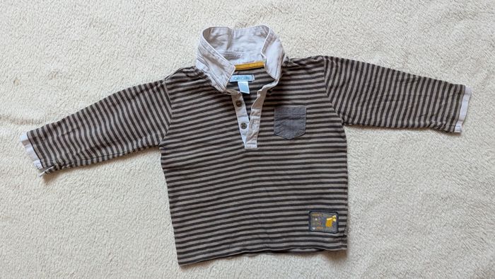 Lot 2 polos t-shirt manches longues 12 mois - photo numéro 3