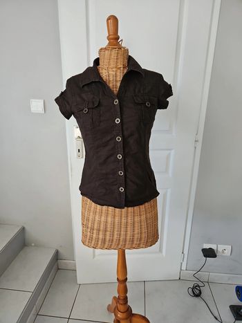 Chemise MC femme en lin Cache cache taille 1 VINT2