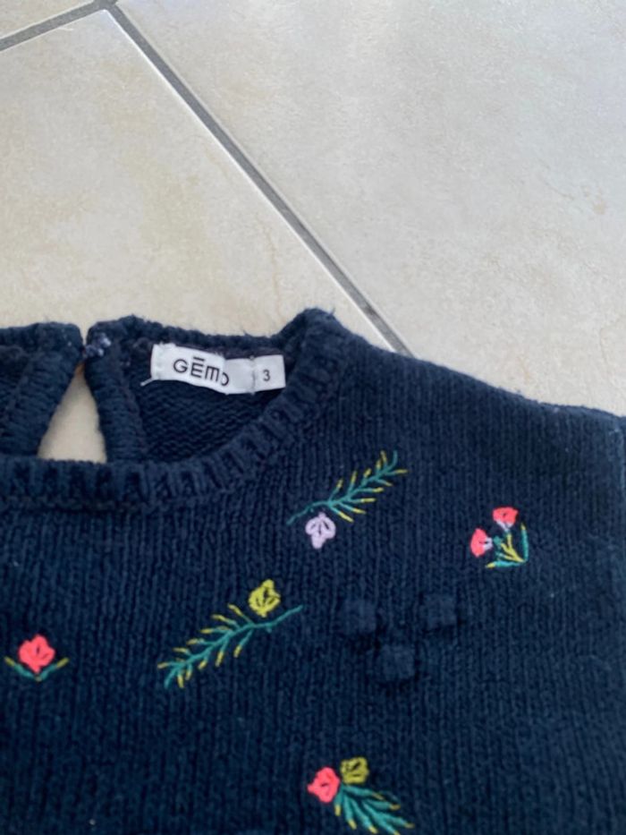 Pull bleu marine fleurs Gemo 3 ans - photo numéro 4