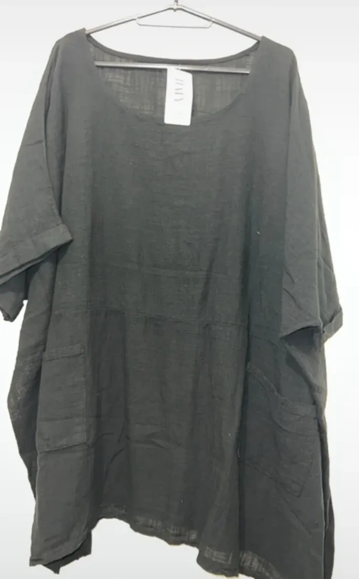 Tunique noire femme grande taille (jusqu’au 56) avec poche – État neuf