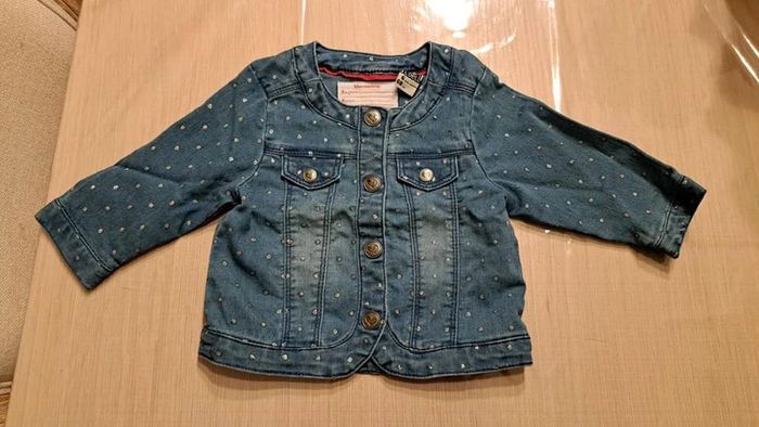 Veste en jeans Tape à l'œil 6 mois 68 cm fille avec parties brillantes argentés