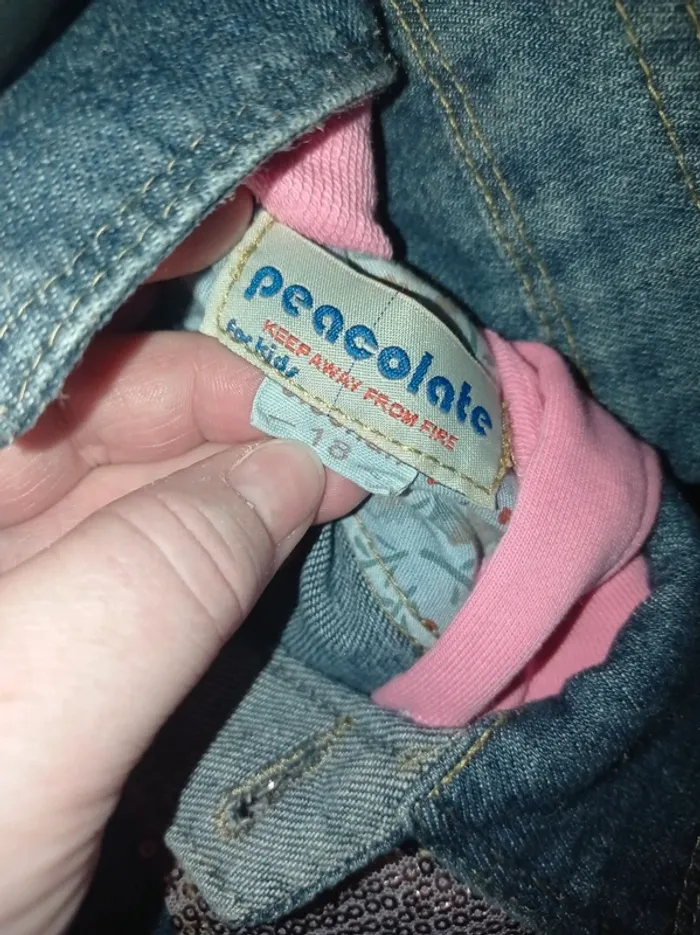 Veste en jeans bleu avec dessins au dos - photo numéro 4