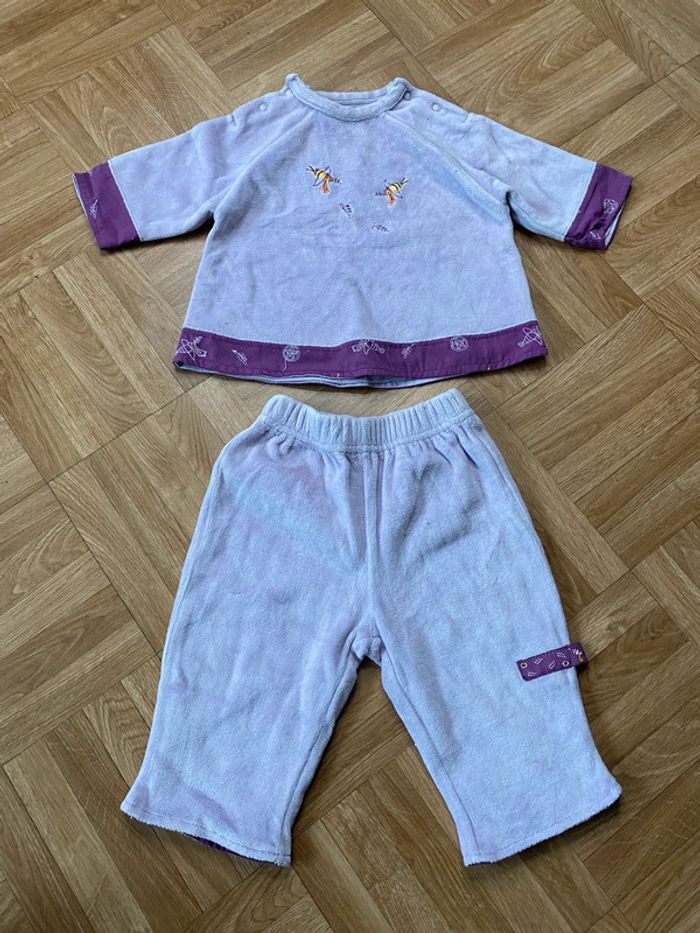 Pyjamas 2 pièce mauve taille 3 mois Kiabi Baby