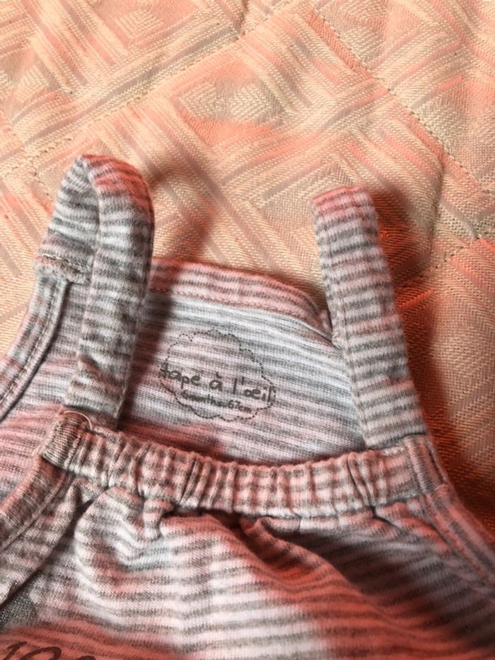 Salopette short rayée blanc et gris TAO - photo numéro 3