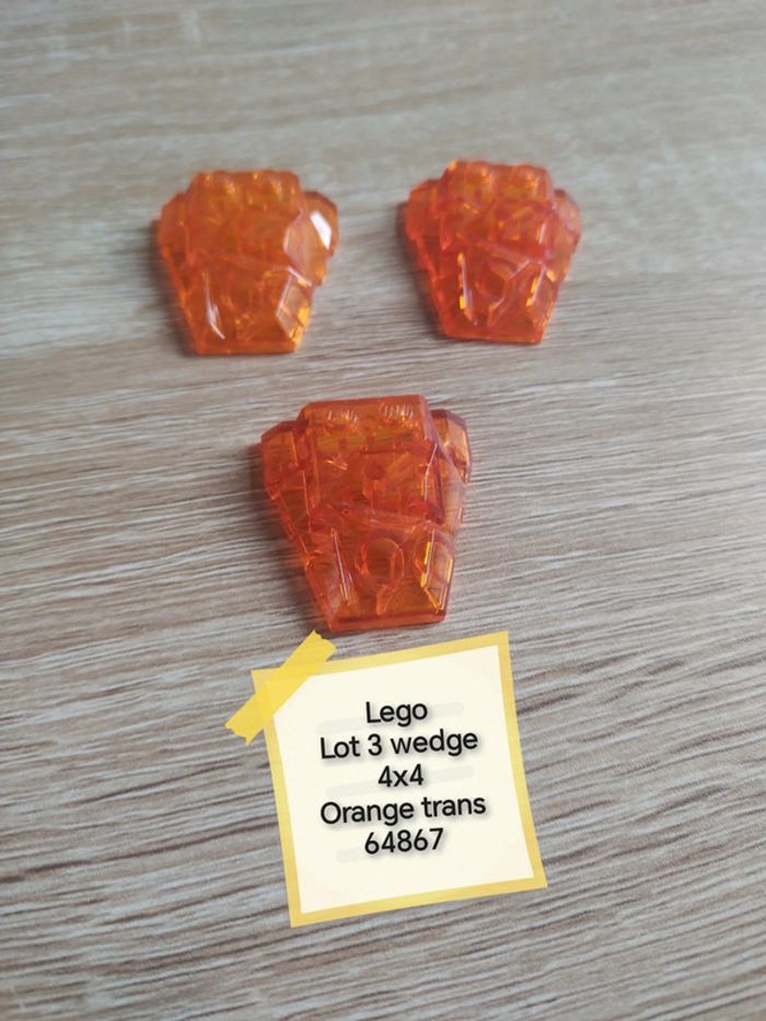Lego lot 3 wedge 4x4 orange trans 64867