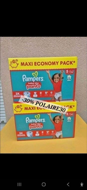 2 maxi pack pampers baby dry Pants taille 5 total 172 couches