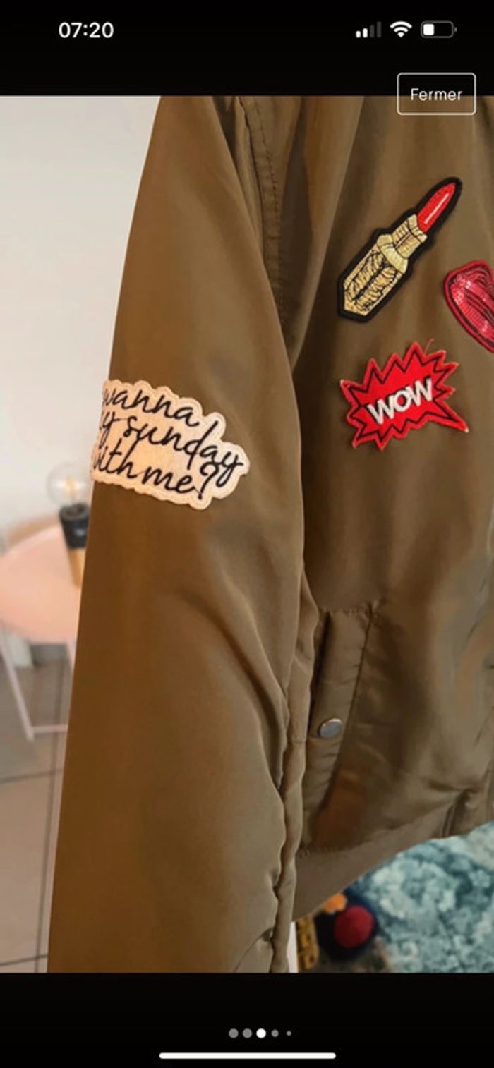 Blouson aviateur Jennyfer (neuf, kaki), S / 36 / 8 - photo numéro 3