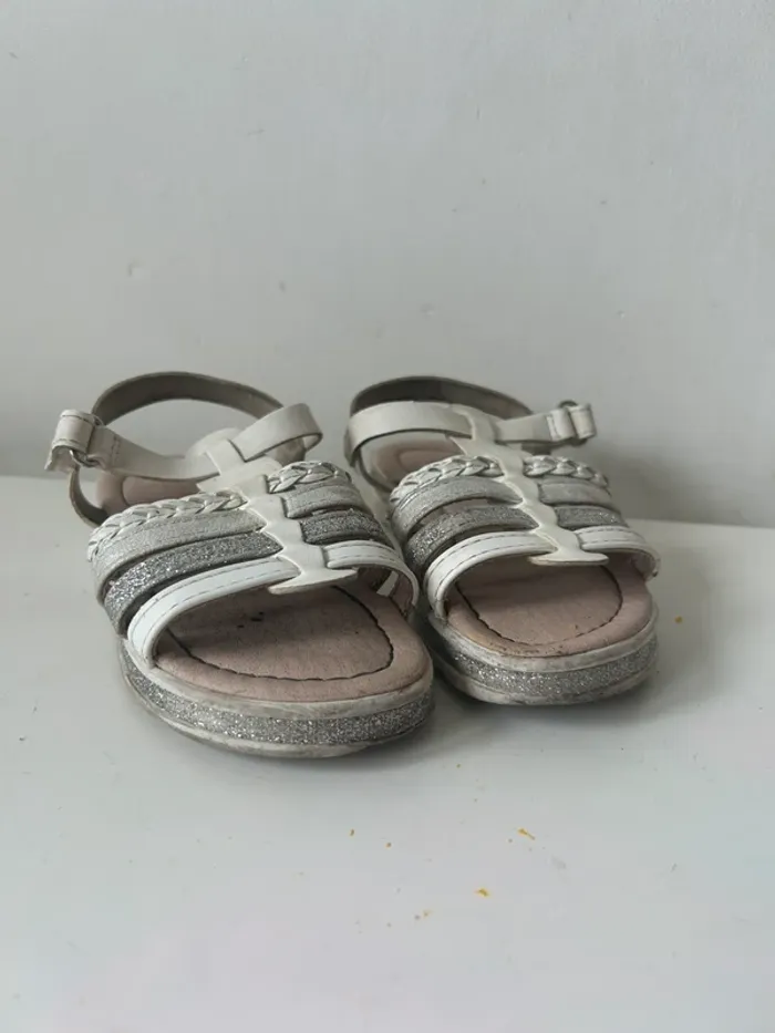 Sandalettes Nini&Girls Paillettes et Blanches 26