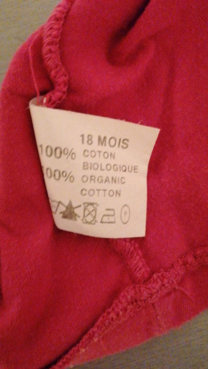 T-shirt rose 100%coton bio 18mois - photo numéro 3