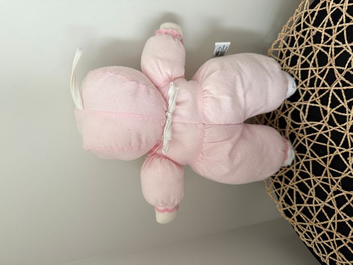 Ancien doudou poupée chiffon rose blanc pois MUNDIA - photo numéro 2