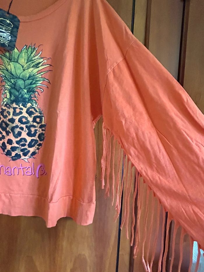 T-shirt manches longues franges orange Chantal B - photo numéro 2