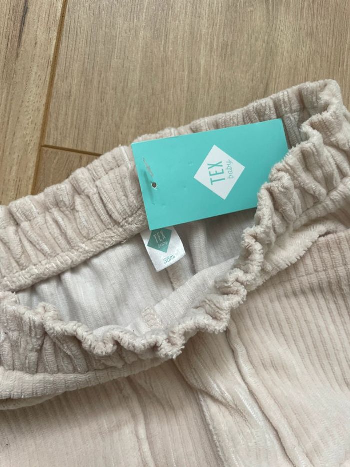 Pantalon velours côtelé beige 36 mois neuf - photo numéro 3