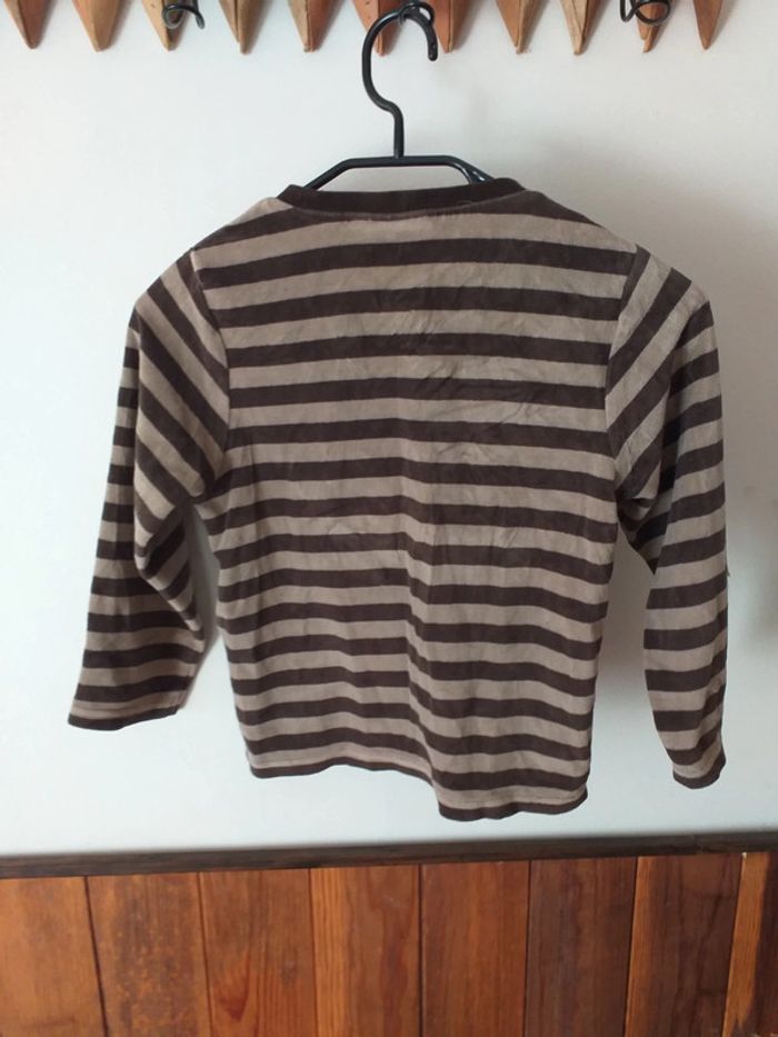 Haut de pyjama velours rayé marron - photo numéro 2
