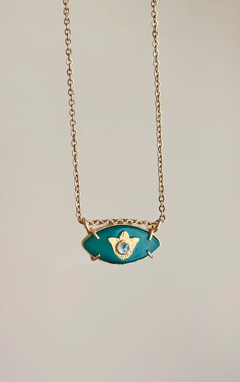 Collier grigri œil protecteur Onyx vert