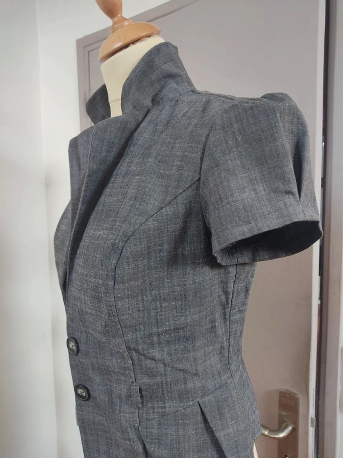 Veste courte grise femme manches courtes Vintage M TBE - photo numéro 5