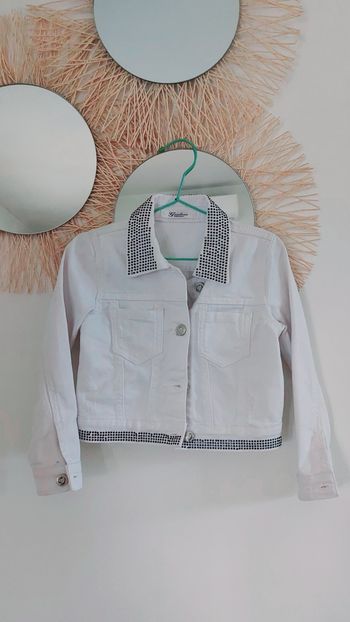 Blouson en jean blanc paillettes 2-3 ans 