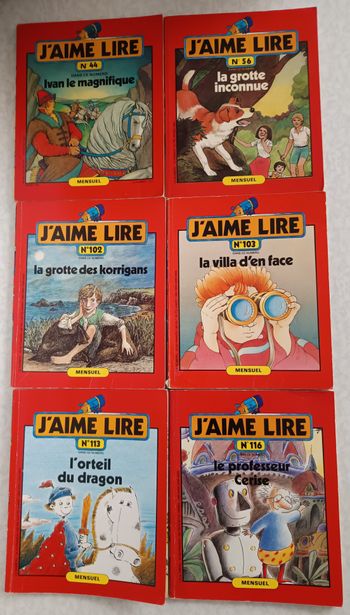 Lot de 6 livres anciens de la collection j'aime lire n° 44,56, 102,103,113,116