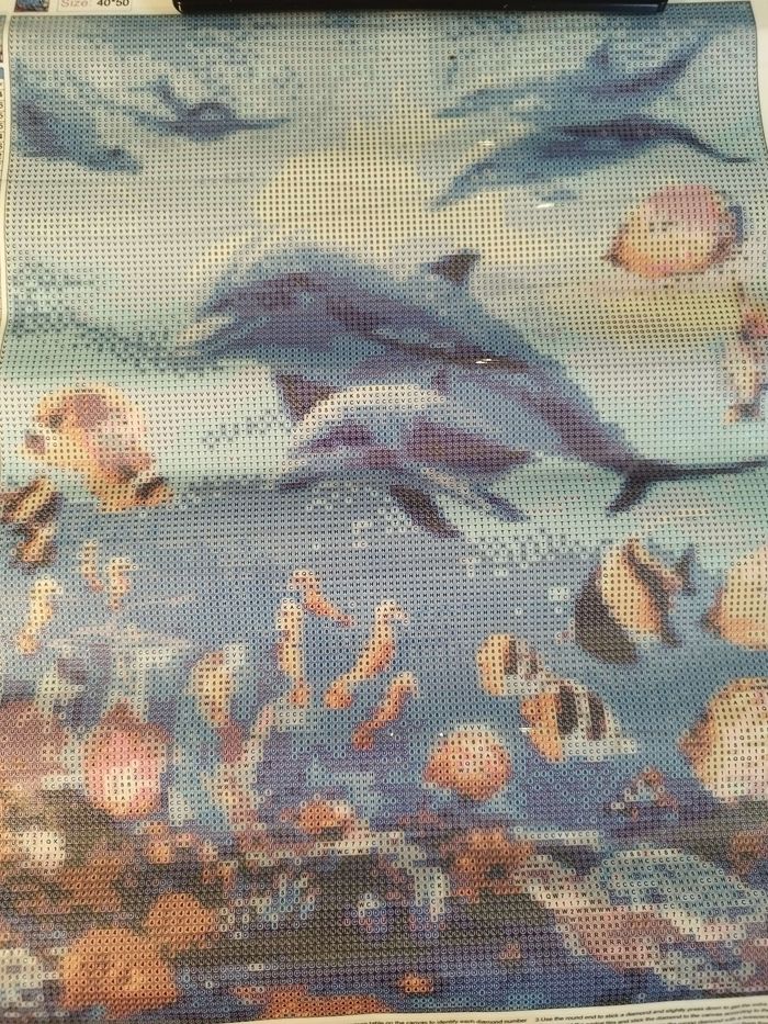 Broderie Diamond Painting 40x50, Dauphins