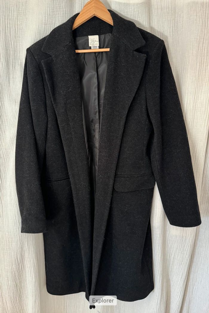 Manteau vintage gris anthracite, laine - 46 - photo numéro 2
