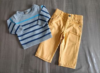 Ensemble Pull rayé/ pantalon droit doublé TAO 3 mois