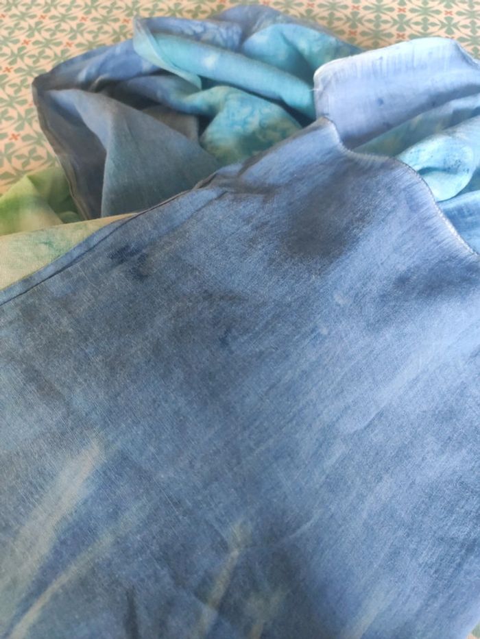 Grand foulard paréo tie and dye bleu vert - photo numéro 7