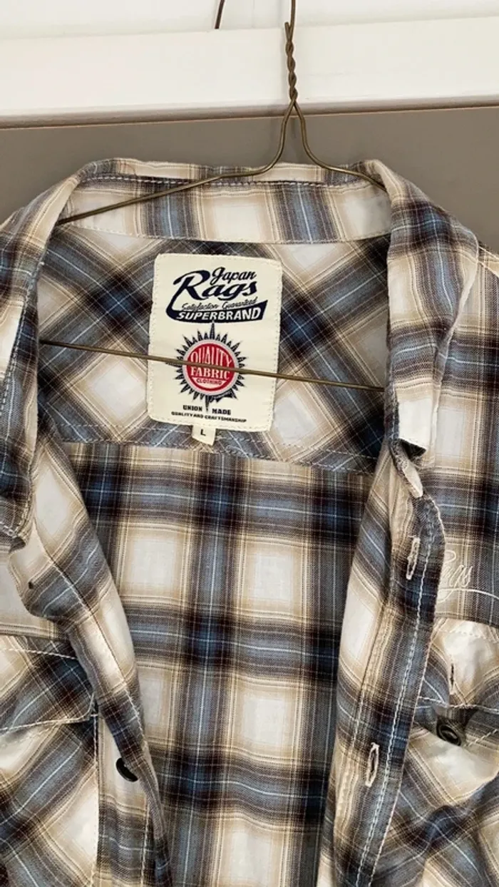 Chemise homme manches longues à L Japan Rags rayures et carreaux - photo numéro 2