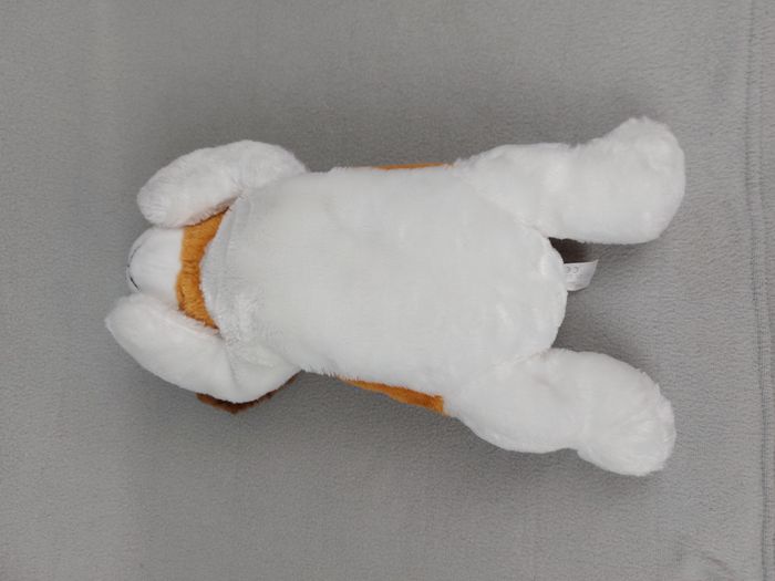 Peluche doudou chien SANDY blanc roux marron coeur rouge 37 cm TBE - photo numéro 3