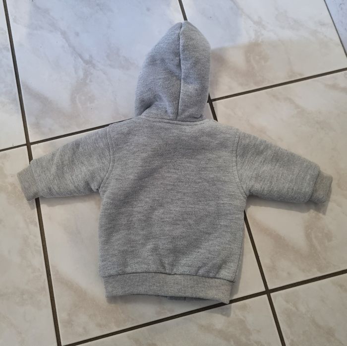 gilet garçon gris fourré avec capuche kimadi taille 3 mois - photo numéro 4