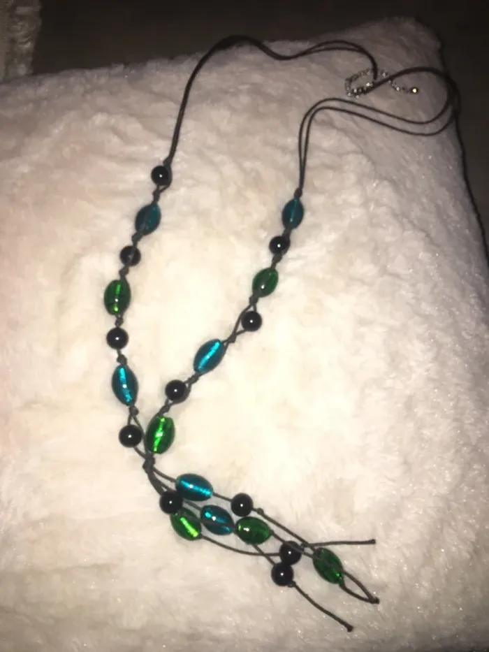 Collier vintage verre coloré - photo numéro 2